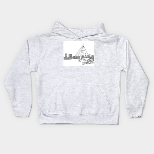 Erasmus Bridge in Rotterdam Kids Hoodie by valery in the gallery